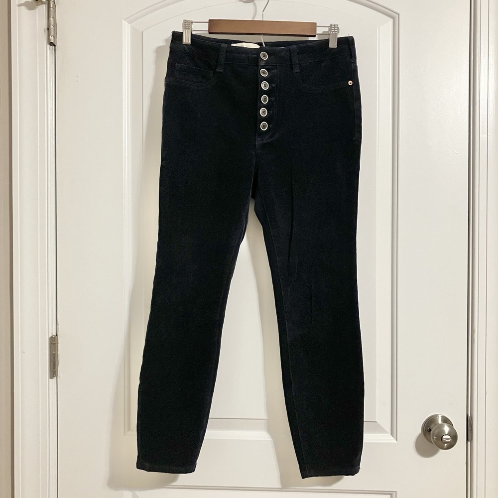 Pilcro By Anthropologie Navy Blue High Rise Skinny Corduroy Pants Size 30 Preppy
